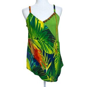 Jams World Voile Womens Sleeveless Top Tropical Camisole Asymmetrical Size S
